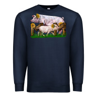 Navy Mom With White Chester Pig And Baby Pig Premium Sweatshirt - LillyAllenDesigns