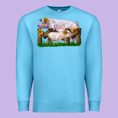 Mom With White Chester Pig And Baby Pig Premium Sweatshirt Designed By Lillyallendesigns