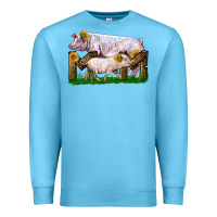 Ocean Blue Mom With White Chester Pig And Baby Pig Premium Sweatshirt - LillyAllenDesigns