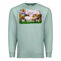 Seafoam Mom With White Chester Pig And Baby Pig Premium Sweatshirt - LillyAllenDesigns
