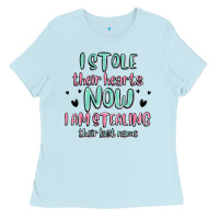 Baby Blue i stole their hearts now i am stealing their last Ladies Tee - MaliasSmallBusiness