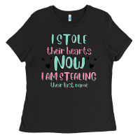 Black i stole their hearts now i am stealing their last Ladies Tee - MaliasSmallBusiness