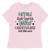 Bubblegum Pink i stole their hearts now i am stealing their last Ladies Tee - MaliasSmallBusiness