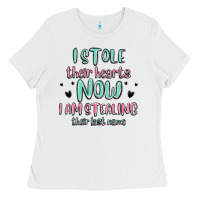 White i stole their hearts now i am stealing their last Ladies Tee - MaliasSmallBusiness