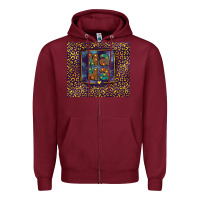 Burgundy Leopard mama Zipper Hoodie - FaDigitalArtStudio