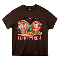 Chocolate Brown cupids favorite lunch lady Heavy Core Tee - MaliasSmallBusiness