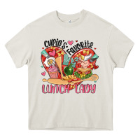 Cream cupids favorite lunch lady Heavy Core Tee - MaliasSmallBusiness