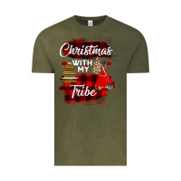 Vintage Olive Christmas With My Tribe Vintage Tee - Bettercallsaul