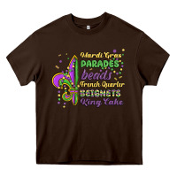 Chocolate Brown mardi gras parades beads french quarter beignets k Heavy Core Tee - MaliasSmallBusiness