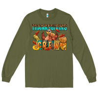 Army Green Thanksgiving crew Long Sleeve Tee - NancyCooperArtShop