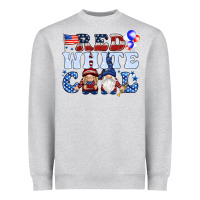 Heather Grey Red white cool with gnomies 4th of july Heavyweight Sweatshirt - HowdyJamesFarm