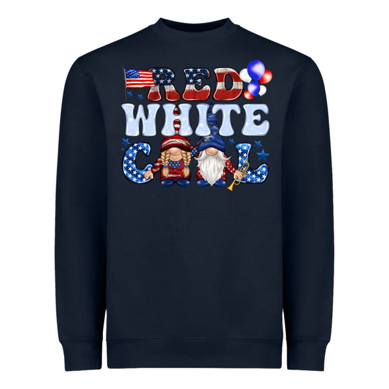 Red White Cool With Gnomies 4th Of July Heavyweight Sweatshirt by HowdyJamesFarm | Teevron