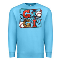Ocean Blue Baseball gigi leopard frame Premium Sweatshirt - LillyAllenDesigns