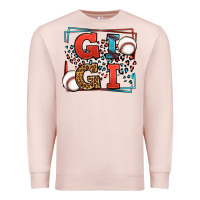 Pale Pink Baseball gigi leopard frame Premium Sweatshirt - LillyAllenDesigns