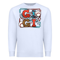 White Baseball gigi leopard frame Premium Sweatshirt - LillyAllenDesigns