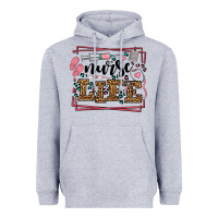 Heather Grey Nurse life leopard frame Heavyweight Hoodie - LillyAllenDesigns