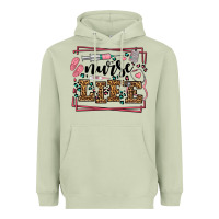 Matcha Nurse life leopard frame Heavyweight Hoodie - LillyAllenDesigns