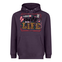 Plum Nurse life leopard frame Heavyweight Hoodie - LillyAllenDesigns