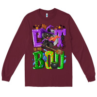 Burgundy My cat is my boo Halloween Long Sleeve Tee - NancyCooperArtShop