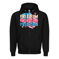 Black Freedom freedom freedom Zipper Hoodie - FaDigitalArtStudio