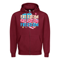 Burgundy Freedom freedom freedom Zipper Hoodie - FaDigitalArtStudio