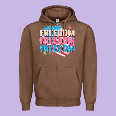 Freedom Freedom Freedom Zipper Hoodie Designed By Fadigitalartstudio