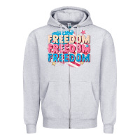 Heather Grey Freedom freedom freedom Zipper Hoodie - FaDigitalArtStudio
