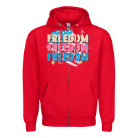 Red Freedom freedom freedom Zipper Hoodie - FaDigitalArtStudio