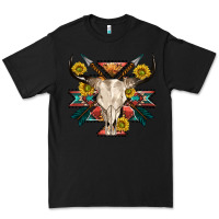 Black aztec western bull skull Premium Tee - NancyCooperArtShop