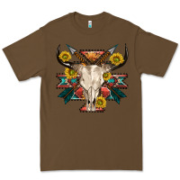 Cacao aztec western bull skull Premium Tee - NancyCooperArtShop