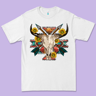 Aztec Western Bull Skull Premium Tee Designed By Nancycooperartshop