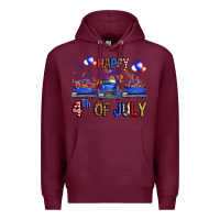 Burgundy Western Truck Hello Fourth Of July America Premium Hoodie - FaDigitalArtStudio