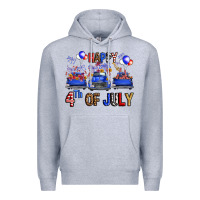 Heather Grey Western Truck Hello Fourth Of July America Premium Hoodie - FaDigitalArtStudio