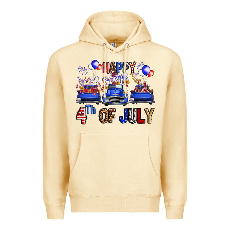 Western Truck Hello Fourth Of July America Premium Hoodie by FaDigitalArtStudio | Teevron