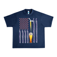 Navy American Flag Beer Urban Heavy Tee - Bettercallsaul