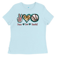 Baby Blue Peace Love Baseball Ladies Tee - Jasminsmagicworld