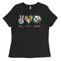 Black Peace Love Baseball Ladies Tee - Jasminsmagicworld