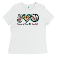 White Peace Love Baseball Ladies Tee - Jasminsmagicworld