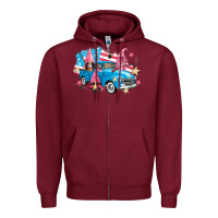 Burgundy American truck gnomes Zipper Hoodie - FaDigitalArtStudio