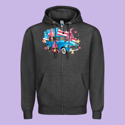 American Truck Gnomes Zipper Hoodie Designed By Fadigitalartstudio