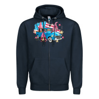 Navy American truck gnomes Zipper Hoodie - FaDigitalArtStudio