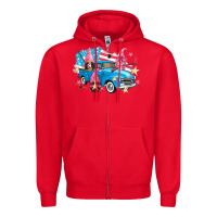 Red American truck gnomes Zipper Hoodie - FaDigitalArtStudio