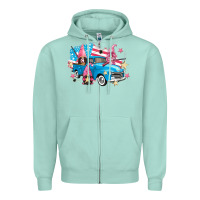 Seafoam American truck gnomes Zipper Hoodie - FaDigitalArtStudio