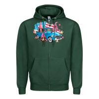 Sports Green American truck gnomes Zipper Hoodie - FaDigitalArtStudio