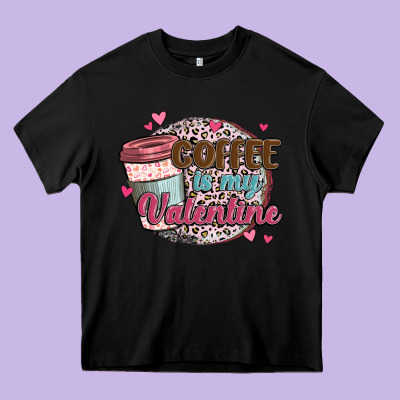Coffee Is My Valentine Heavy Core Tee Designed By Maliassmallbusiness