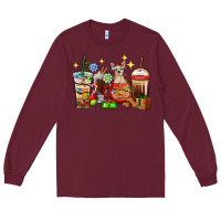Burgundy Christmas coffee cups with Chihuahua Long Sleeve Tee - RanaPortraitStore