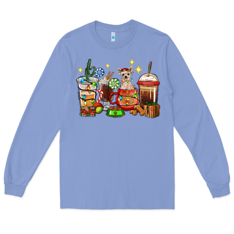Christmas Coffee Cups With Chihuahua Long Sleeve Tee by RanaPortraitStore | Teevron