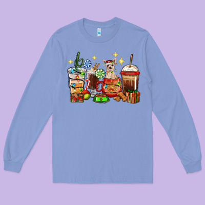 Christmas Coffee Cups With Chihuahua Long Sleeve Tee Designed By Ranaportraitstore