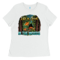 White life is good in the woods Ladies Tee - NancyCooperArtShop