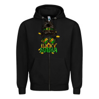 Black lucky mama St. Patricks Day Zipper Hoodie - FaDigitalArtStudio